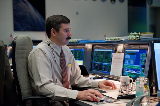 STS-132/ULF4  Flight Controllers on Console - Bldg. 30 south