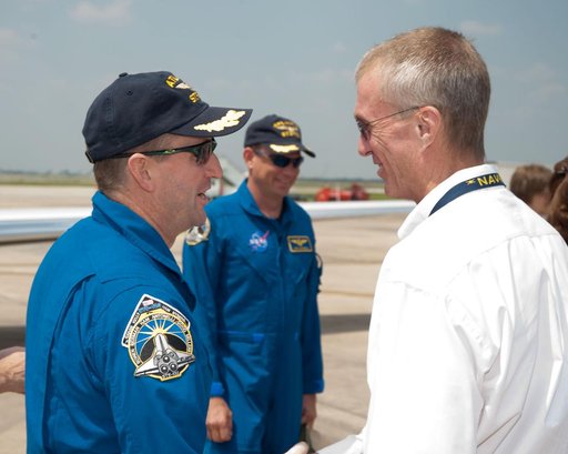 STS-132 crew return ceremony at Ellington Field - Hangar 276