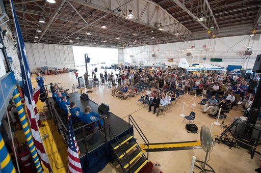STS-132 crew return ceremony at Ellington Field - Hangar 276