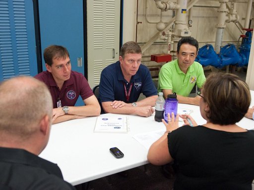 Expedition 28 crew members Mike Fossum, Satoshi Furukawa, Sergei Volkov
