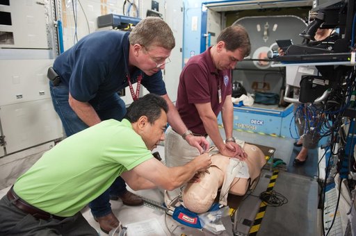 Expedition 28 crew members Mike Fossum, Satoshi Furukawa, Sergei Volkov