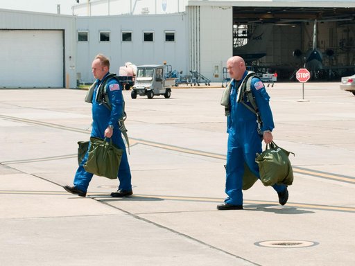 STS-134 crew as they prepare their flight to KSC in T-38's