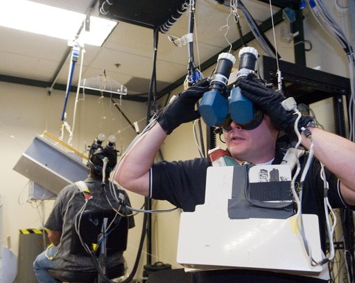 STS-134 crew in Virtual Reality Lab during their MSS/EVAA SUPT2 Team training
