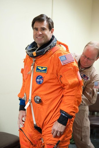 STS-134 crew training in fixed based simulator