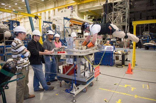 STS134 crew during EVA PGT POGO and EVA 1 tag up with instructors Allison Bolinger and Vicky Otto.