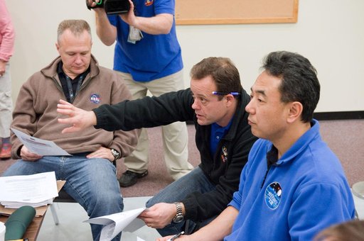 Expedition 27, Expedition 28 and STS-135 during joint ISS/STS Emergency Scenarios training.