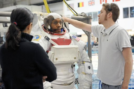 STS-133 Crew Training at the NBL with crew member Steve Bowen