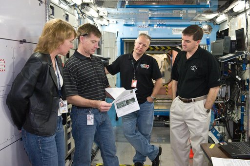 STS-135 crew during Space Station Mockup Training