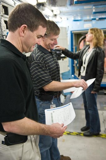 STS-135 crew during Space Station Mockup Training