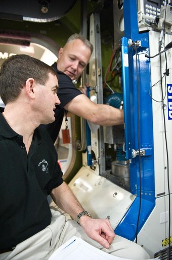 STS-135 crew during Space Station Mockup Training