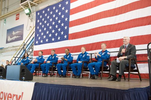STS-133 Crew Return at Ellington Field, Hangar 276