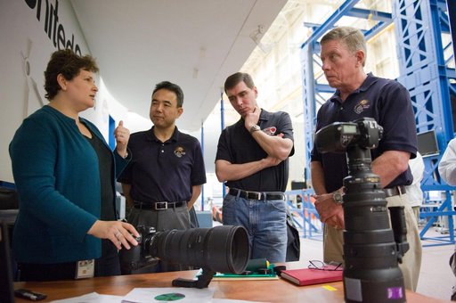 Expedition 28/29 crew members during Docking Timeline Training.