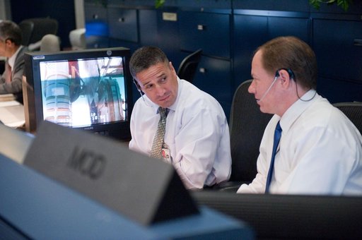 STS-134 Flight Controllers on Console - Launch.