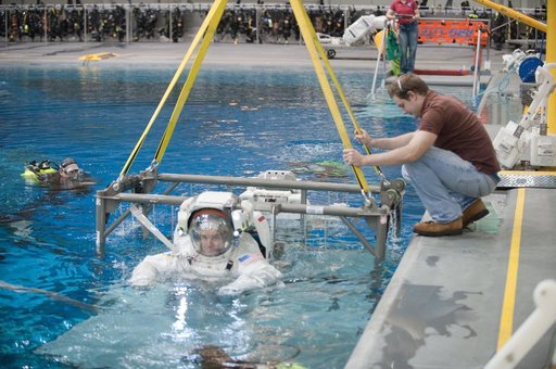 Final space shuttle crew training session in the NBL