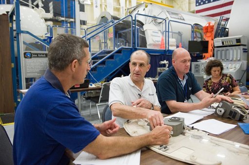 Expedition 29 crew members during ISS EVA Tool Configuration
