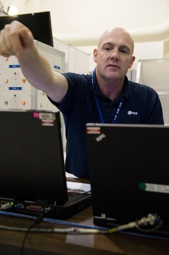 Expedition 30 crew member and ESA astronaut Andre Kuipers training in SSTF
