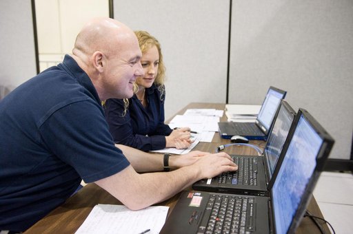 Expedition 30 crew member and ESA astronaut Andre Kuipers training in SSTF