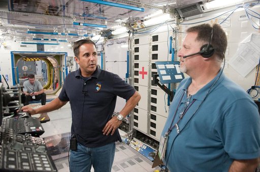 Expedition 31/32 crew - Padalka, Revin and Acaba - during some of their Emergency Scenarios training.