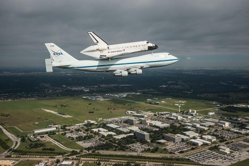 Endeavour sitting atop NASA's Shuttle Carrier Aircraft (SCA)