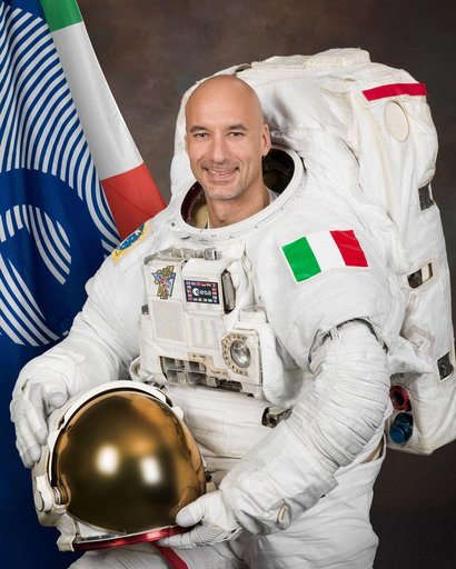 Portrait of European Space Agency astronaut Luca Parmitano in EMU