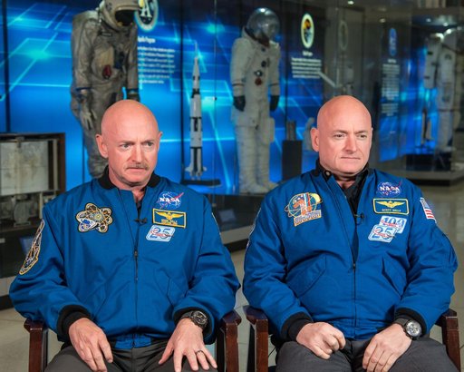 Mark and Scott Kelly talk to news media