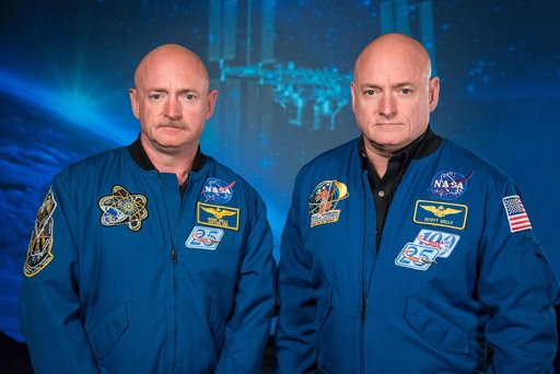 Mark and Scott Kelly talk to news media