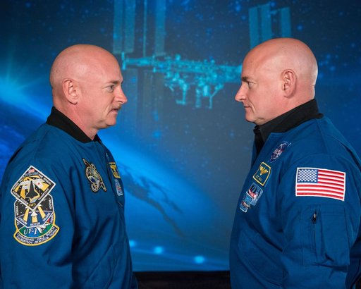 Mark and Scott Kelly talk to news media