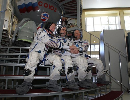 CG4G8846_1 --- (6 May 2015) --- At the Gagarin Cosmonaut Training Center in Star City, Russia, Expedition 44/45 backup crewmembers Timothy Peake of the European Space Agency (left), Yuri Malenchenko of the Russian Federal Space Agency (Roscosmos, center) and Timothy Kopra of NASA (right) pose for pi