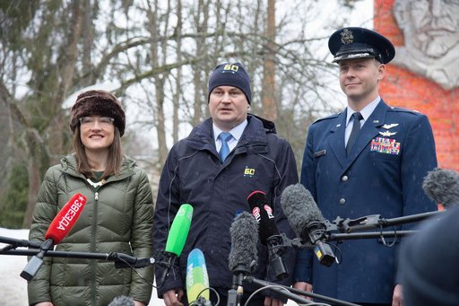 At the Gagarin Cosmonaut Training Center in Star City, Russia, Expedition 59 crewmembers Christina Koch of NASA (left), Alexey Ovchinin of Roscosmos (center) and Nick Hague of NASA (right) respond to reporters’ questions Feb. 26 as they prepared to depa