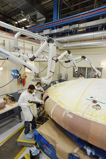 Orion EFT-1 heat shield manufacturing
