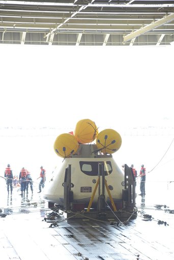 Orion stationary recovery test at Norfolk Naval Base in Virginia