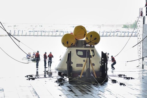 Orion stationary recovery test at Norfolk Naval Base in Virginia