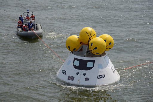 Orion stationary recovery test at Norfolk Naval Base in Virginia