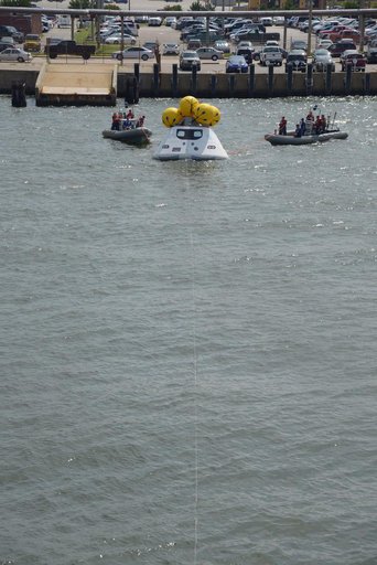 Orion stationary recovery test at Norfolk Naval Base in Virginia