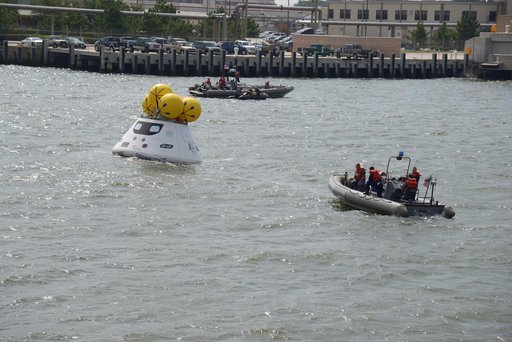 Orion stationary recovery test at Norfolk Naval Base in Virginia