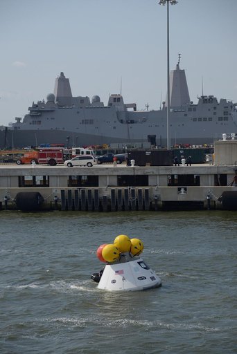 Orion stationary recovery test at Norfolk Naval Base in Virginia