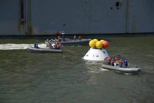 Orion stationary recovery test at Norfolk Naval Base in Virginia