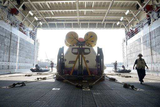 Orion stationary recovery test at Norfolk Naval Base in Virginia