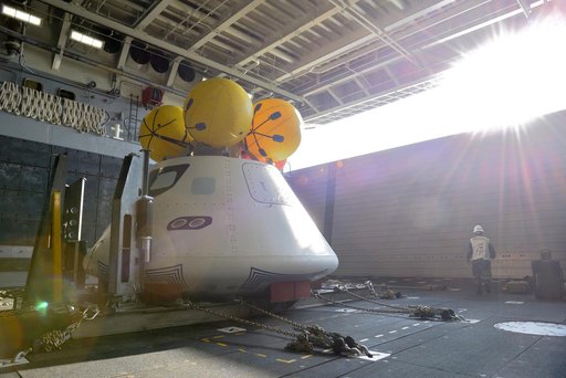 Orion stationary recovery test at Norfolk Naval Base in Virginia