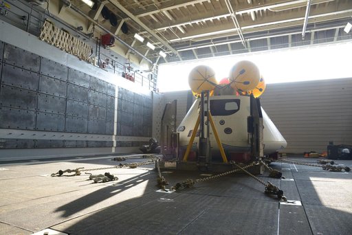Orion stationary recovery test at Norfolk Naval Base in Virginia