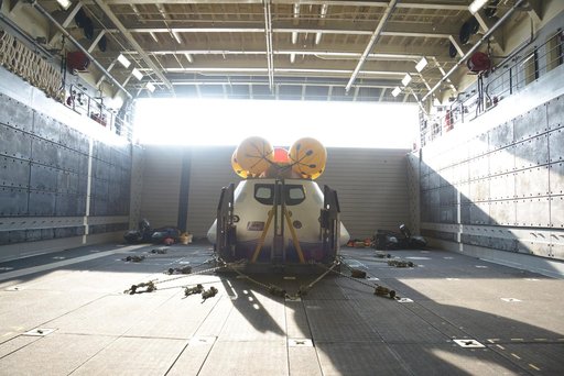 Orion stationary recovery test at Norfolk Naval Base in Virginia