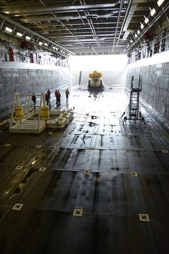 Orion stationary recovery test at Norfolk Naval Base in Virginia
