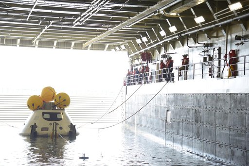 Orion stationary recovery test at Norfolk Naval Base in Virginia