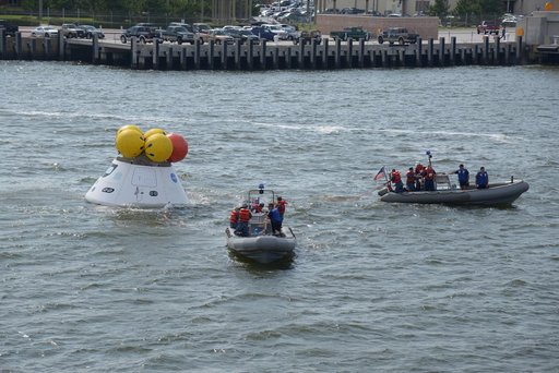 Orion stationary recovery test at Norfolk Naval Base in Virginia