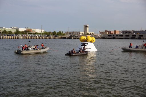 Orion stationary recovery test at Norfolk Naval Base in Virginia