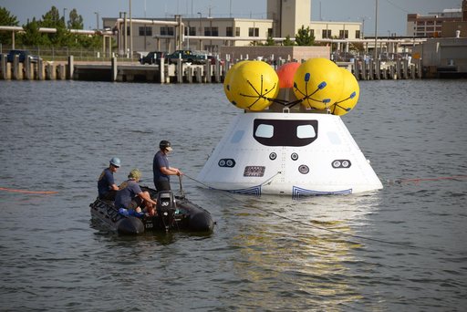 Orion stationary recovery test at Norfolk Naval Base in Virginia
