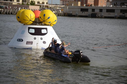 Orion stationary recovery test at Norfolk Naval Base in Virginia