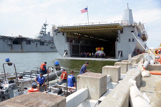 Orion stationary recovery test at Norfolk Naval Base in Virginia