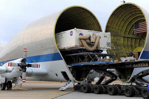 Orion Heat Shield Transported by Super Guppy to KSC