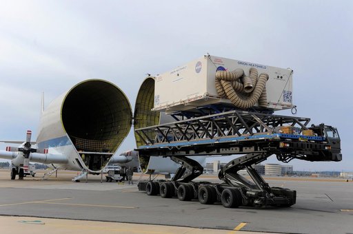 Orion Heat Shield Transported by Super Guppy to KSC
